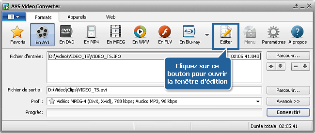 Comment supprimer une partie inutile d'un fichier vidéo et le convertir dans un autre format? Etape 3